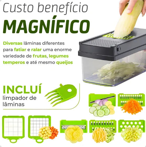 Ralador e Cortador de Legumes em Aço Inox – 13 em 1 Multifuncional