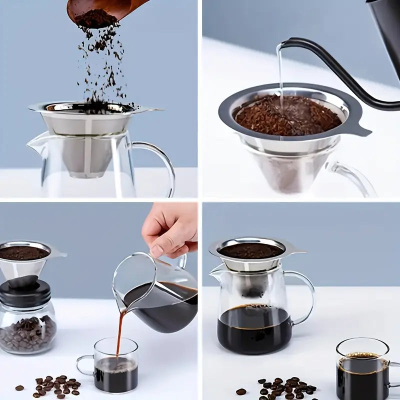 Filtro de Café em Aço Inoxidável – Reutilizável, Compacto e Durável