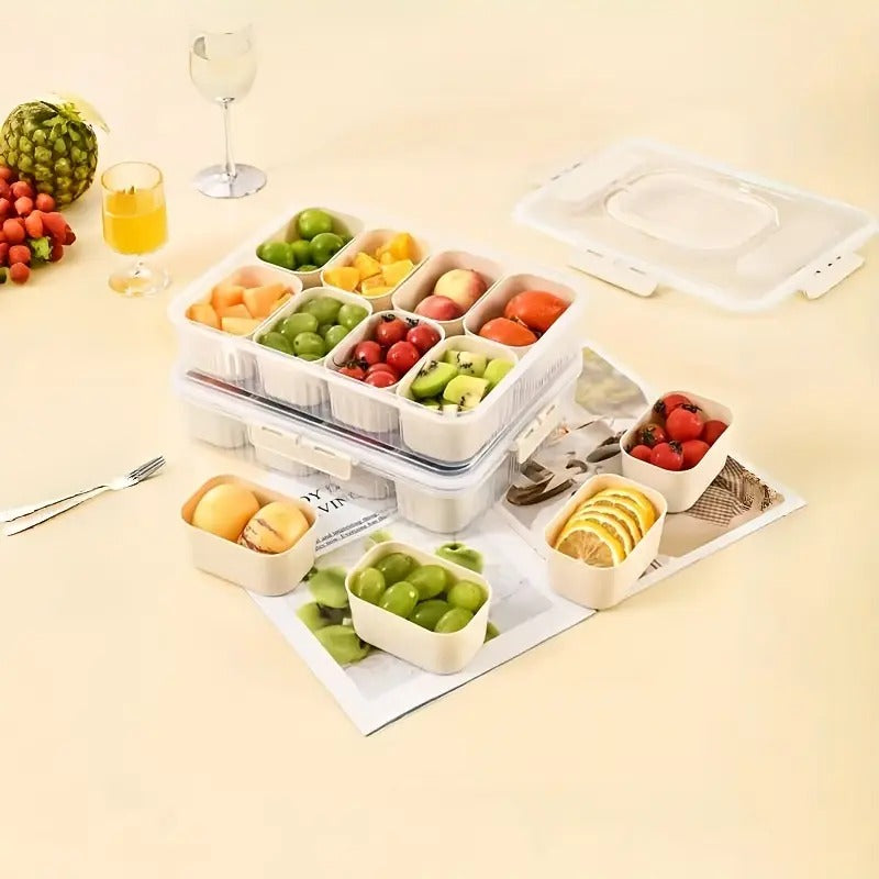Conjunto de Potes Organizadores com Divisórias Internas – Ideal para Frutas, Snacks e Refeições