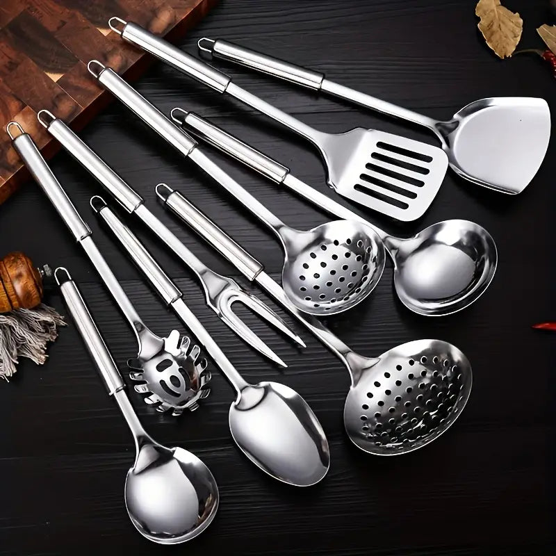 Conjunto de utensílios de cozinha em Aço Inoxidável – 9 Peças