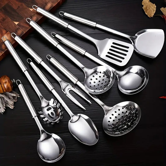 Conjunto de utensílios de cozinha em Aço Inoxidável – 9 Peças