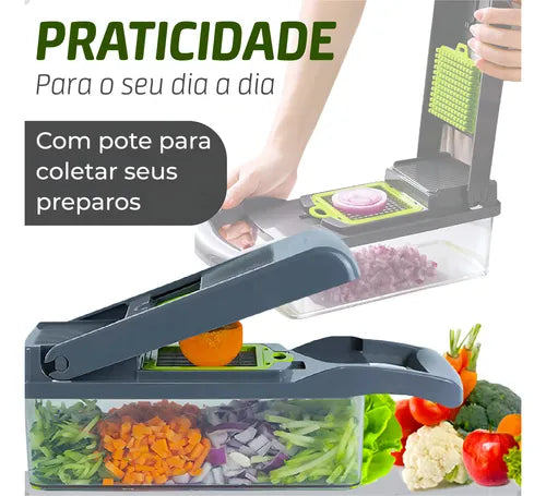 Ralador e Cortador de Legumes em Aço Inox – 13 em 1 Multifuncional