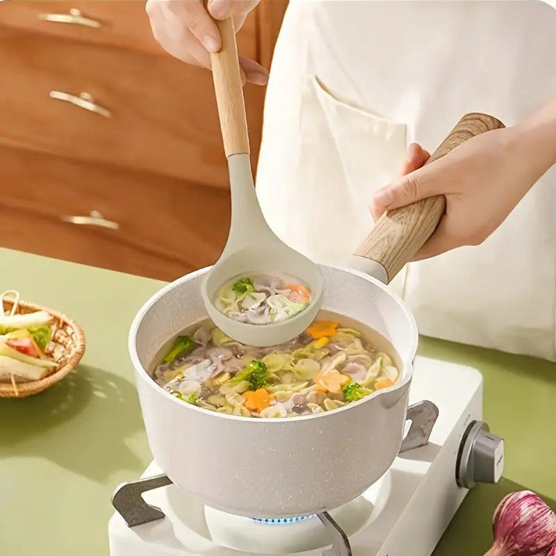 Conjunto de Utensílios de Cozinha em Silicone Antiaderente – 12 Peças com Balde