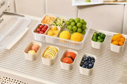 Conjunto de Potes Organizadores com Divisórias Internas – Ideal para Frutas, Snacks e Refeições