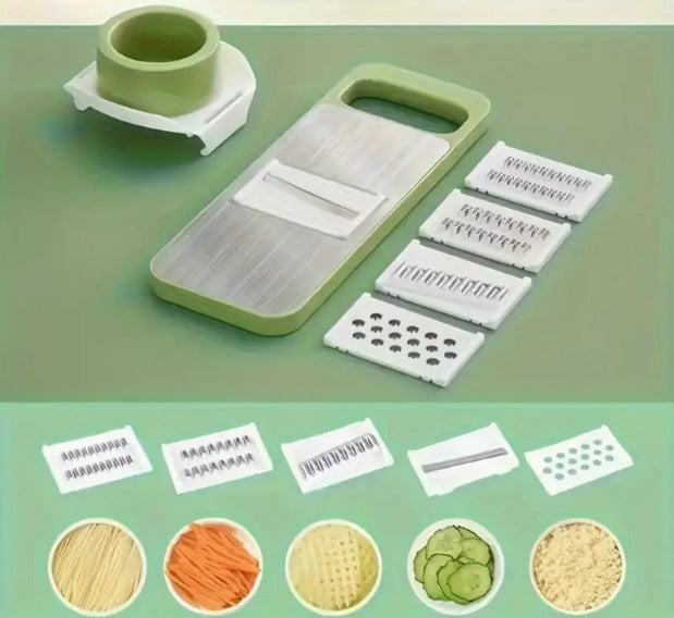 Conjunto de Ralador e Cortador de Legumes em Aço Inox – 7 Peças